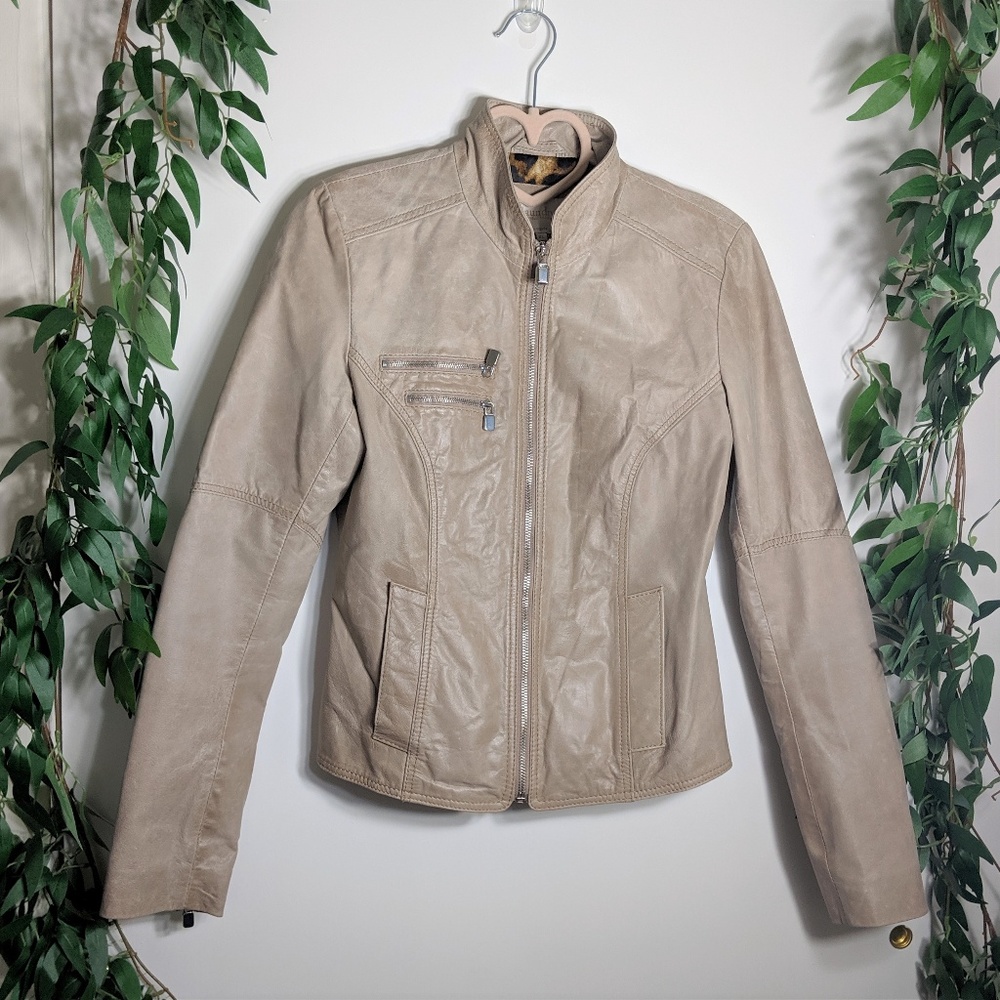 Laundry by Shelli Segal Real Leather Moto Jacket